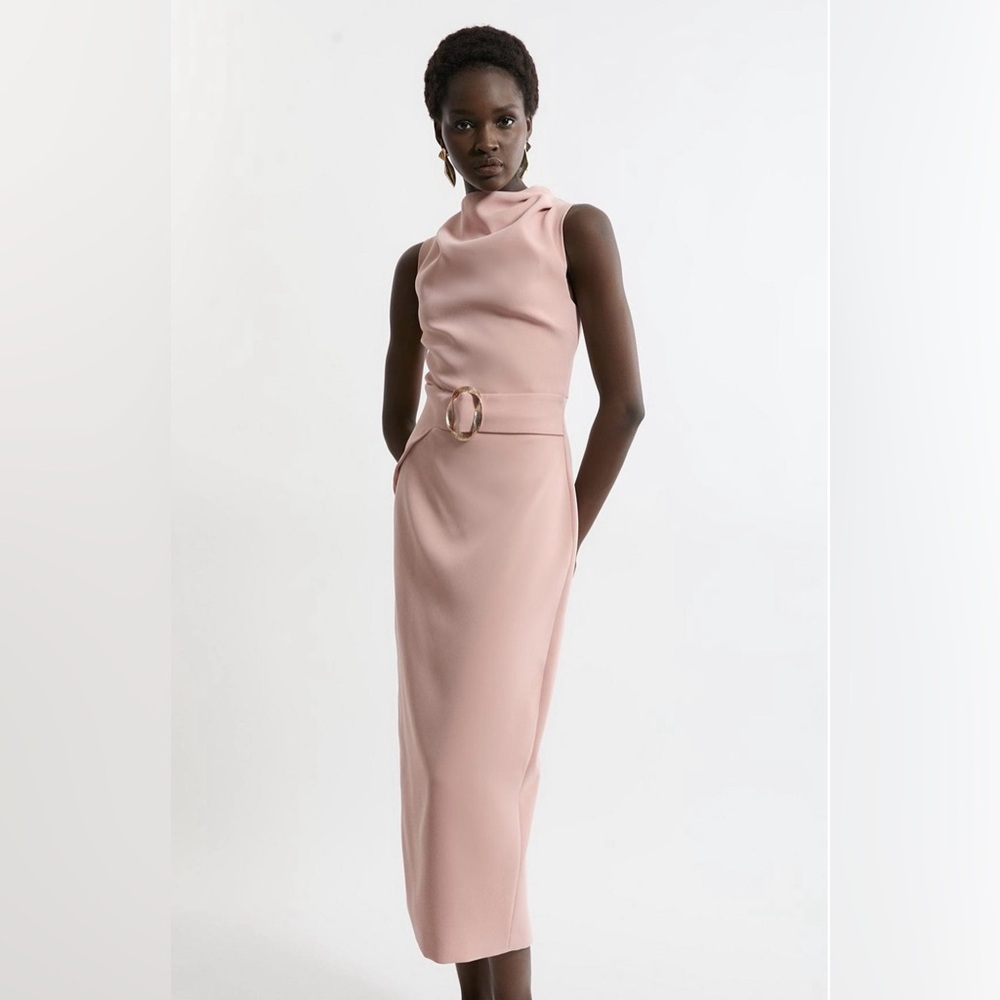 NWT Karen Millen Soft Tailored Drape Detail Sleeveless
Tailored Midi Dress